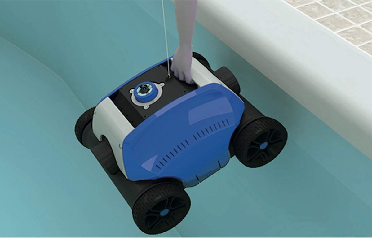 N NETSPA, RO-COYOTE2, Robot Aspirateur pour Piscine Coyote, Nettoyeur de Fond avec Un Système sans Fil et Une Batterie Rechargeable Intégrée, Capacité de Filtration de10 m3/h sur Une Surface de 80m2