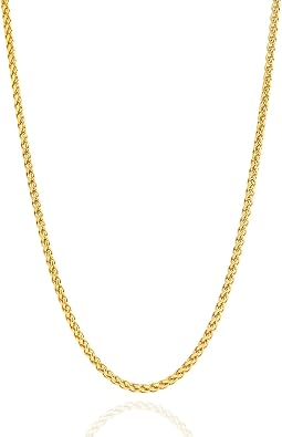 2.5mm/4mm Gold Wheat Chain for Men Women, Mens Stainless Steel Chain Necklace Jewelry, 16-26 Inches