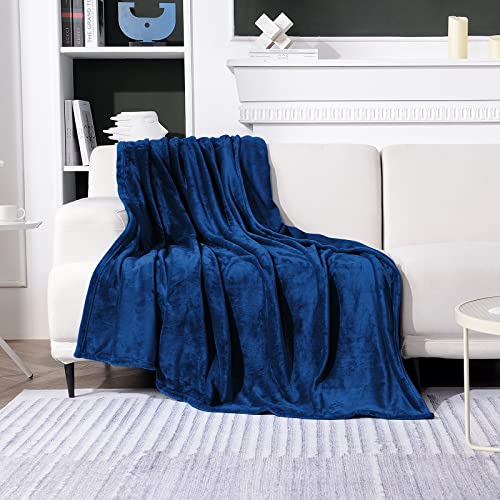 Sochow Flannel Fleece Blanket Twin Size, All Season Lightweight Super Soft Cozy Blanket For Bed Or Couch, Navy Blue, 60X80 Inches #TOP1