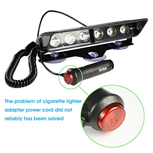image for WOWTOU Amber White Warning Light 6W 6 LED 16 Strobe Flashing Patterns 