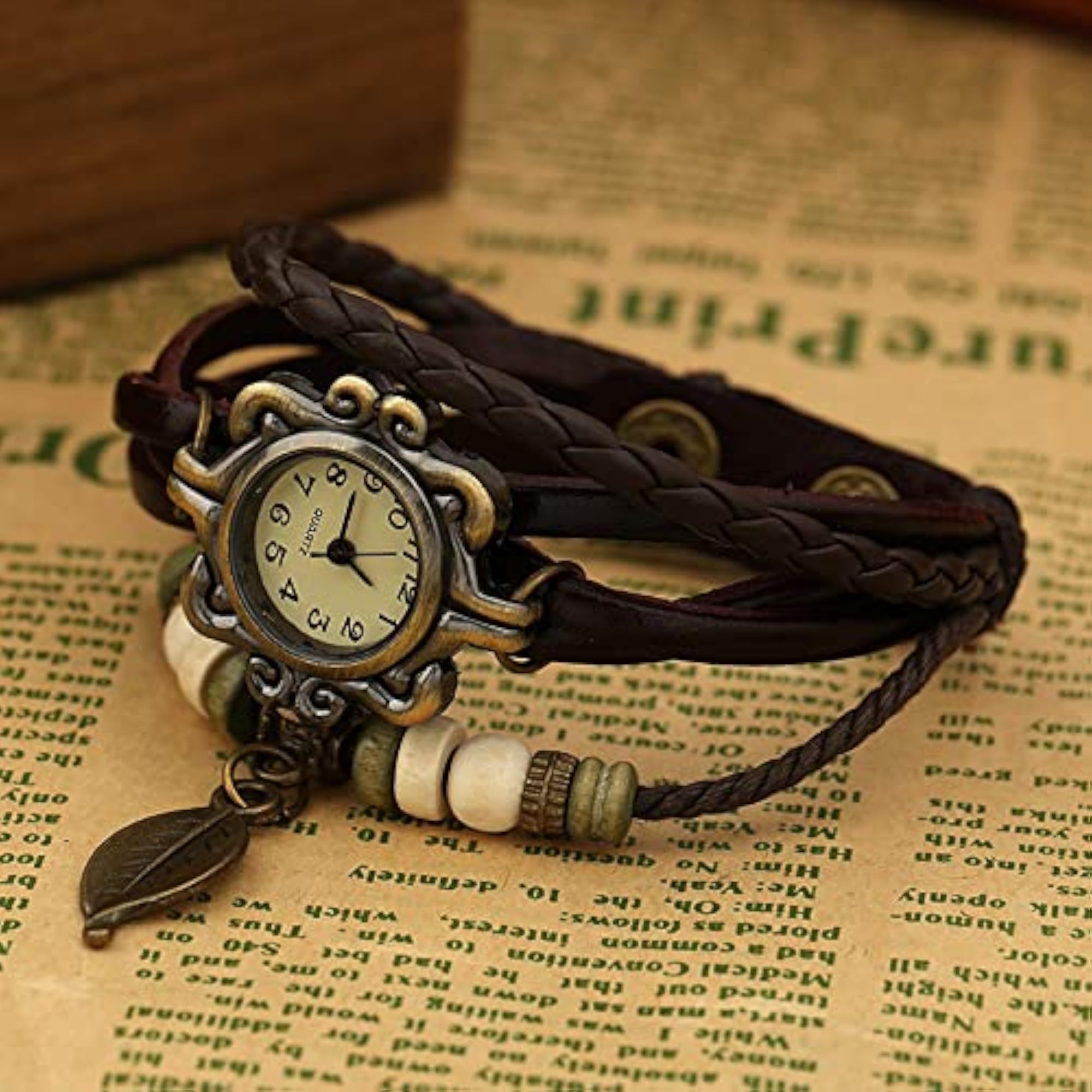 Women's Vintage Multilayer Bangle Bracelet Analog Watch