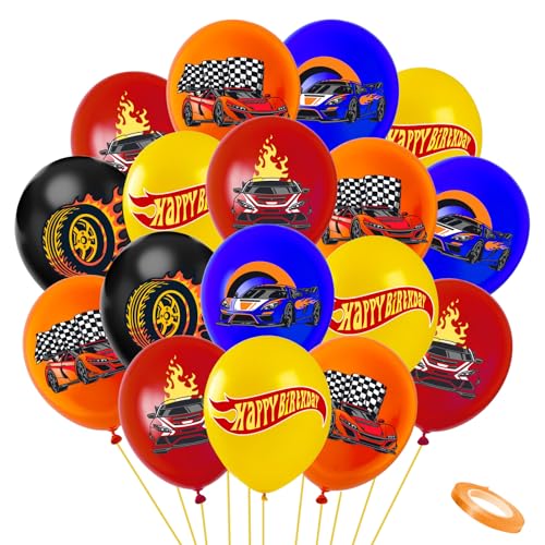 Image of 35Pcs Hot Car Happy Birthday Party Decoration Balloons Wheels Wild Wheels Race Car Balloons for Birthday 5 Styles
