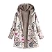 Produktbild Riou Kapuzenjacke Damen Mäntel,Winter Warmer Hoodie Pullover lang Strickjacke Winterjacke Frauen mit Kapuze Langarm Vintage Damen Fleece Dicke Mäntel Reißverschluss Wollmantel (XL, Pink)