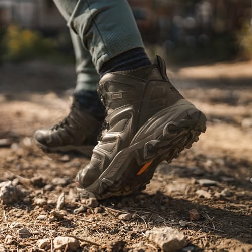 NORTIV 8 Men's Ankle High Waterproof Hiking Boots Outdoor Lightweight Shoes Trekking Trails Armadillo,Size 12,Black-Leather,160448_M