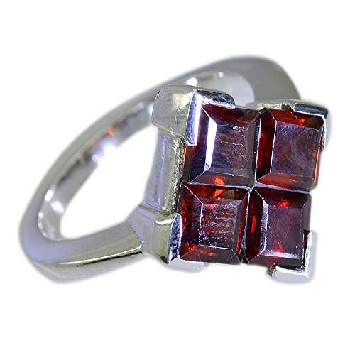 Bague en argent grenat véritable de style cluster avec un serti émeraude d'exception