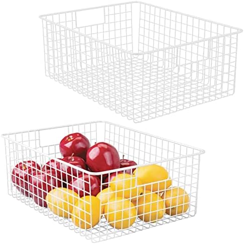 MetroDecor mDesign Wire Storage Basket for Kitchen, Pantry, Cabinet - Pack of 4, Satin