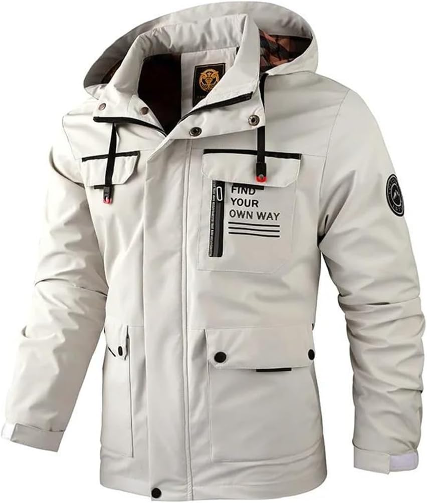 Men's Casual Jacket Hooded Waterproof Outdoor Soft Shell Winter Warm Plus Size Coat