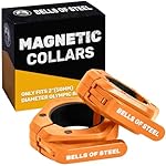 Magnetic Barbell Collars [Bells of Steel] Premium Weight Bar Clamps, Quick Release Barbell Clips, Olympic Barbell Clamps, Rubberized Gym Clips for Weightlifting Bar, Pair, Orange
