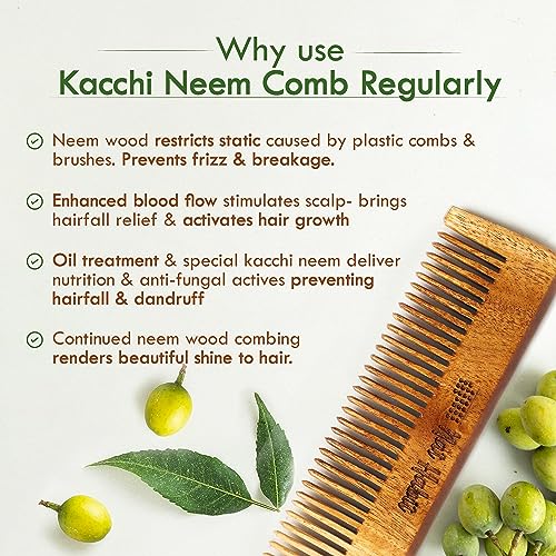 Nat Habit Kacchi Neem Wooden Pocket Comb - Soaked In 17 Herbs, Neem & Sesame Oil - Pocket-Sized & Travel-Friendly For Men & Kids Short Hair (Fine... - Image 5