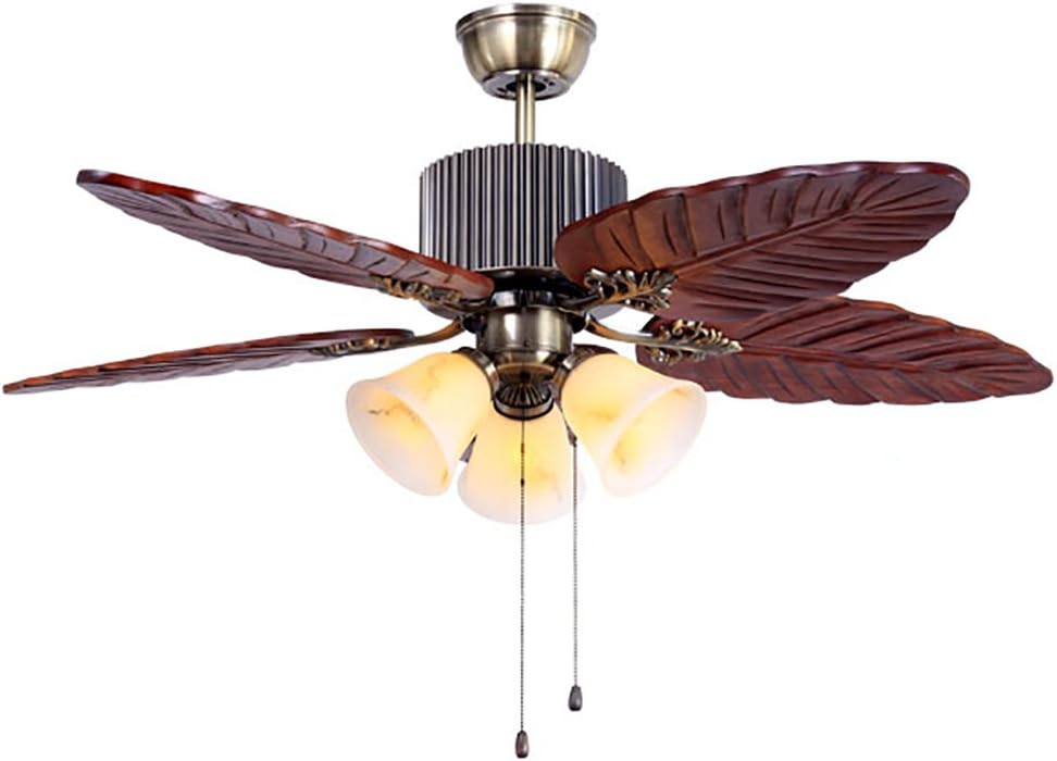 YUEGOO Ceiling Fans with Lamps,Retro Ceiling Fan Light Restaurant Solid Antique Lamp Fan/3 Lights
