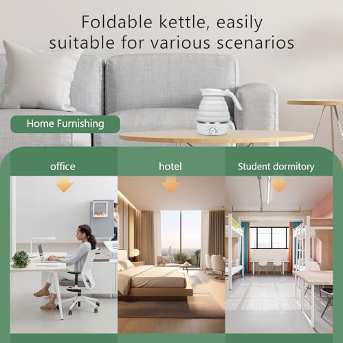 Image of Travel Foldable Electric Kettle, Collapsible Kettle Travel Electric Collapsible Electric Tea Kettle Food Grade Silicone 850W Fast Boiling Water, 110V 700ml (White)