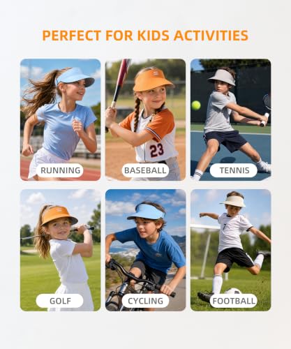 Image of Kids Sun Visor Hats for Girls Boys, UPF 50+ Adjustable Cooling Sports Hat, Packable Visor for Tennis, Pickleball