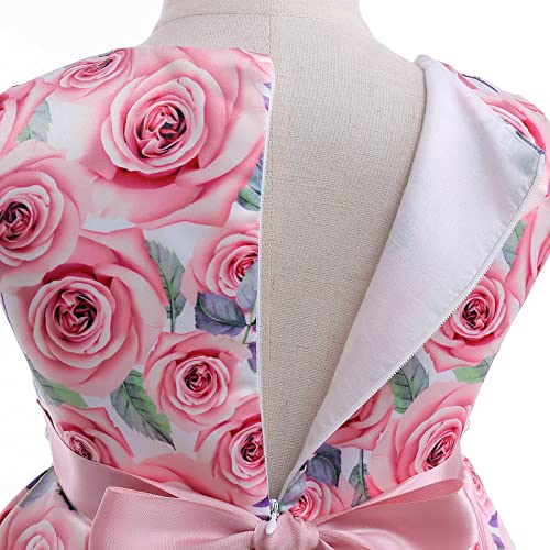 Vestido longo para meninas, aniversário, rosa, sem mangas, flores, princesa, vestido infantil, rosa,