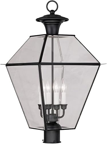 Livex Lighting 2388-04 Westover - Cabezal de poste para exteriores con 4 luces, color negro