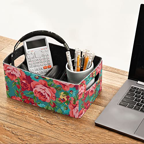 Kcldeci Red Green Rose Storage Bins Baskets For Organizing 2Pack, Sturdy Storage Basket Foldable Storage Baskets For Shelves Closet Nursery Toy #TOP4