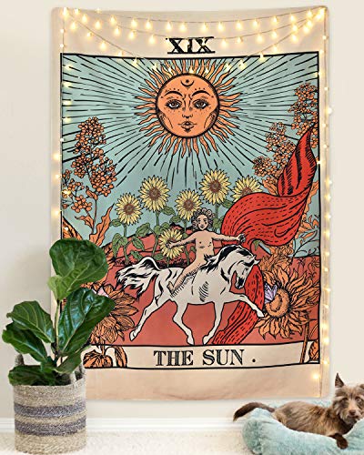 Likiyol Tarot Tapestry Sun Tapestry Wall Hanging Mysterious Medieval Europe Divination Tapestries For Room (51.2 X 59.1 Inches) #TOP2