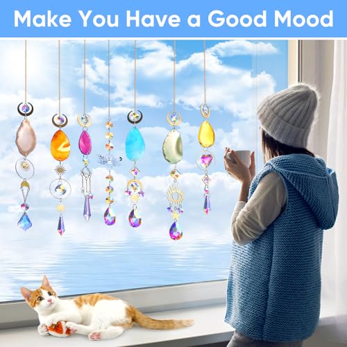 Sun Catchers for Windows BlumWay 7pcs Suncatchers Crystal Hanging Wind Chimes - Image 2