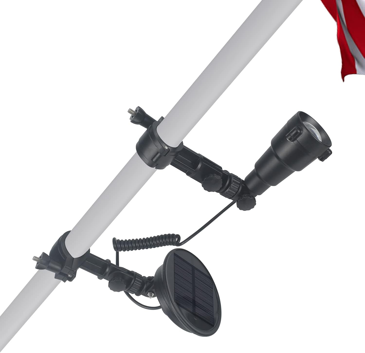 Flag Pole Light Solar Powered - Solar Flag Pole Light Adjustable Metal Clamps Fits 2-3.5" Diameter Flagpole Solar Light Outdoor Dusk to Dawn Brightest Waterproof LED 100% Coverage Flag Lights
