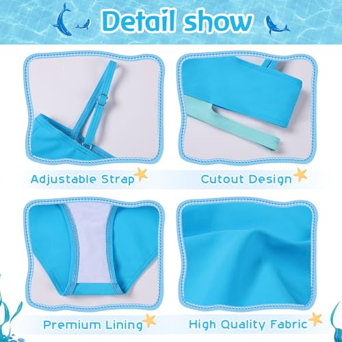 Image of Girls 2 Piece Bathing Suits Kids Color-Blocking High Waist Bikini Set Teen Swimsuit Beach Swimwear for 3-16 Years