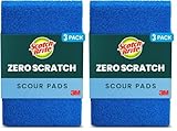 Scotch-Brite® Zero Scratch Scour Pad, 3 Scrubbing Pads, Non-Scratch Scouring Pads for Kitchen and Dish Cleaning (Pack of 2)