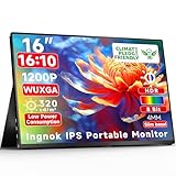 Ingnok 16inch Portable Monitor, Travel Monitor for Laptop with 1200P 16:10 320cd/m2 IPS 8Bit Screen, had HDMI USB C Compatible Laptop PC Phone