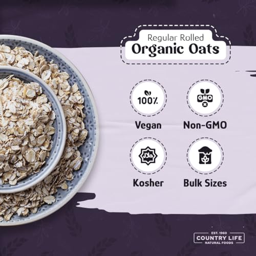 Regular Rolled Oats, Organic, Bulk, Oatmeal, Breakfast Food, Non-Gmo, High Fiber (25 Pounds) - Thumbnail 3