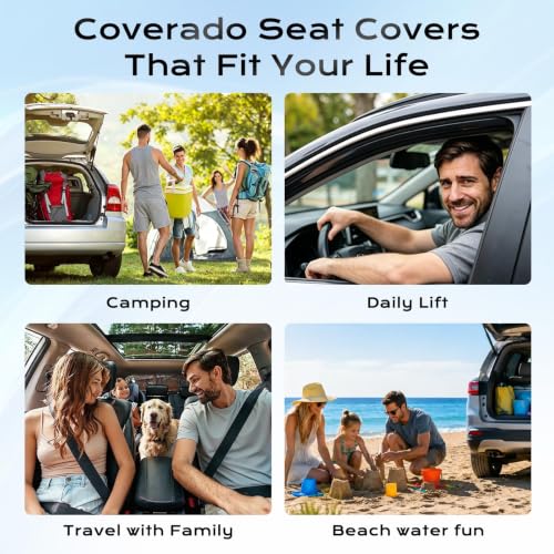 Image of Coverado Leather Front Seat Covers, 2-Pack Universal Waterproof Breathable Leather Woven Leatherette Seat Cushions, Auto Car Seats Protectors, Fit for Most Vehicles-Blackpure