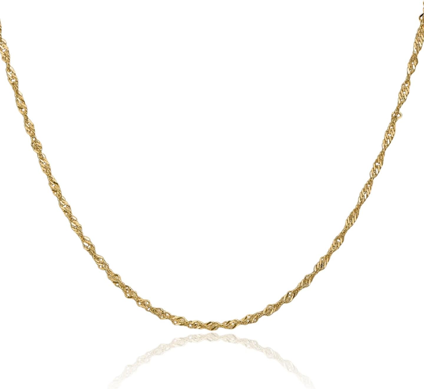 IceCarats 14K Solid Yellow Gold 1.7mm Thin Singapore Chain Necklace Polished