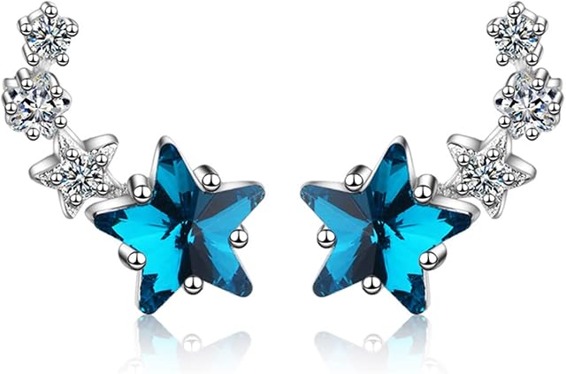 Stud Earring Blue Climber Star Stud Earrings Hypoallergenic Cute Star Earrings for Women Wedding Party