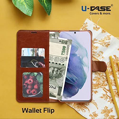 Image of U-Case Compatible with Vivo Y3S Flip Cover | Leather Finish | Inside Pockets & Inbuilt Stand | Shockproof Wallet Style Magnetic Closure Back Cover Case
