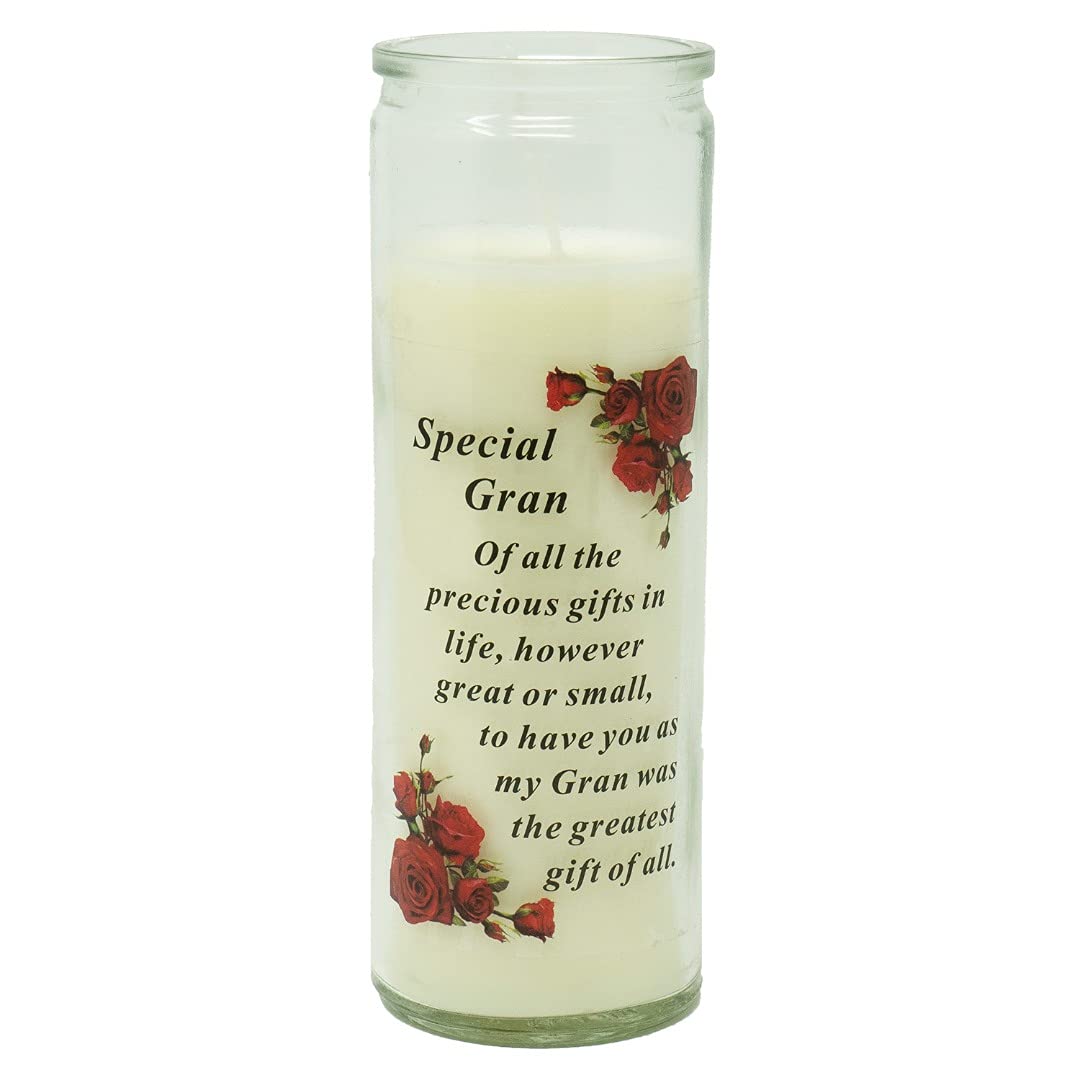 Angravememorials Multicoloured Special Gran Memorial Wax Candle With Verse Graveside Grave Ornament
