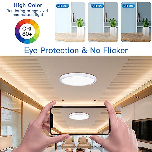 ACODA LED Flush Mount Ceiling Light, 2300LM 24W Ultra-Slim LED Ceiling Light, 3000K/4500K/6500K CCT Selectable Led Lights for Ceiling, Ceiling Light Fixture for Bedroom, Kitchen, Bathroom, Hallway - Thumbnail 5