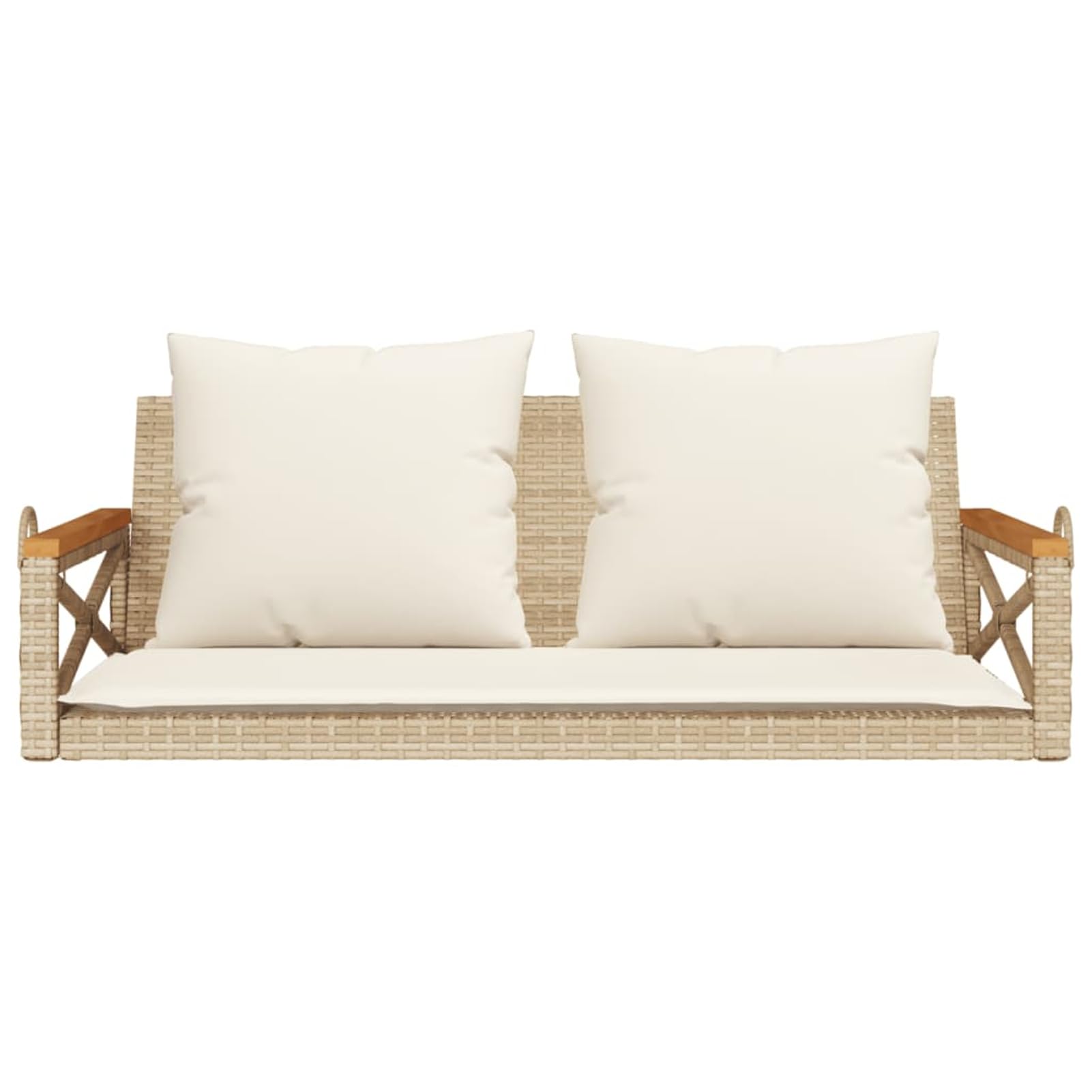 Homgoday Bequeme Rattan-Schaukelbank mit Kissen, beige, 109x62x40 cm, für Außenbereich Model368157