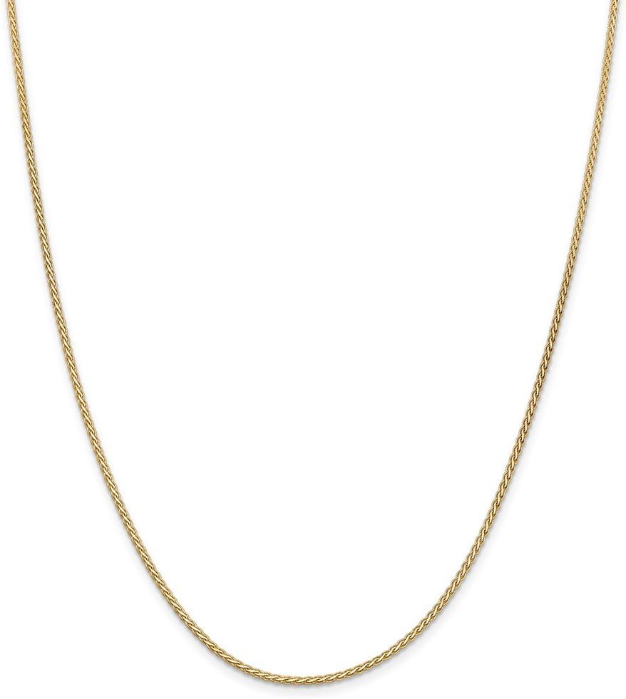 Sonia Jewels Solid 14k Yellow Gold 1.8mm Flat Wheat Chain Necklace - with Secure Lobster Lock Clasp -