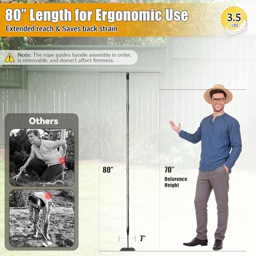 Garden Hoe Tool, 80 Inches Stainless Steel Long Handle Hoe Garden Tool, Garden Hoe for Weeding with 7-inch Wide Welded Blade, Garden Hoes for Weeding, Cultivating, Digging, Loosening, and Planting - Thumbnail 2