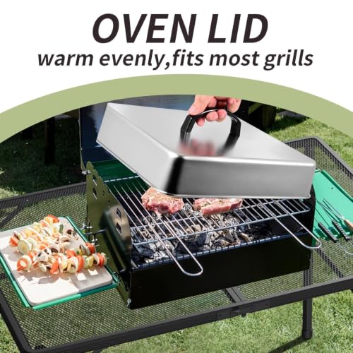 Tapa para plancha y campana de hilvanado rectangular con asa aislante para barbacoa y cocina 3