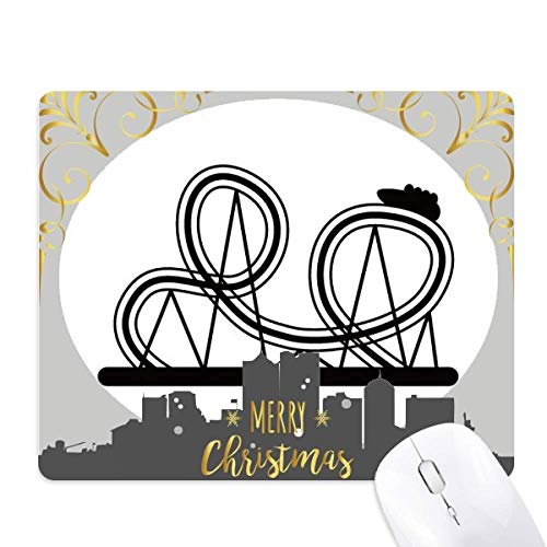 Tapis de souris montagnes russes silhouette noire Noël en caoutchouc