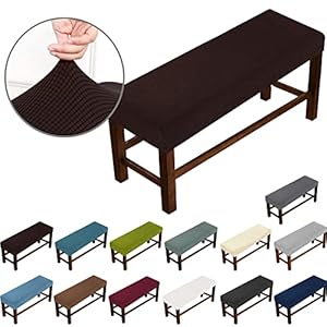 Stretch Dining Bench Cover Extra-Long - Anti-Dust Removable Slipcover for Living Room, Bedroom, Kitchen - Washable Print Seat Protector Plus Size (Brown, Long 63-70.86 in) Stretch Dining Bench Cover Extra Long Anti Dust Removable Slipcover for Living Room Bedroom Kitchen Washable Print Seat Protector Plus Size Brown Long 63 7086 in
