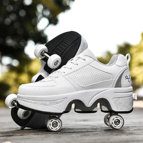 Wedsf 110-042-387 Double-Row Deform Wheel Automatic Walking Shoes Invisible Deformation Roller Skate 2 In 1 Removable Pulley Skates Skating Parkour thumb #2