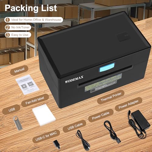 Image of 4 X 6 Thermal Shipping Label Printer,Thermal Bluetooth Label Printer Compatible with Windows, iPhone and Android,Suitable for Small Business,Home Office, Widely Used for Amazon, Shopify