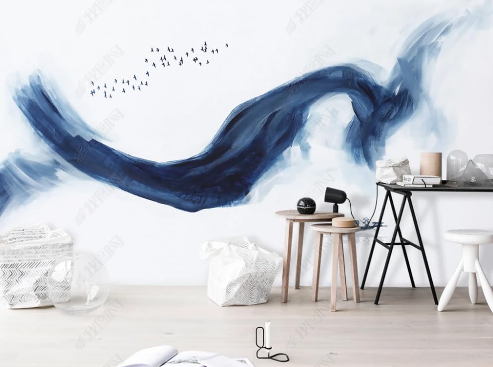 Papier peint paysage au lavis d'encre pour une chambre zen