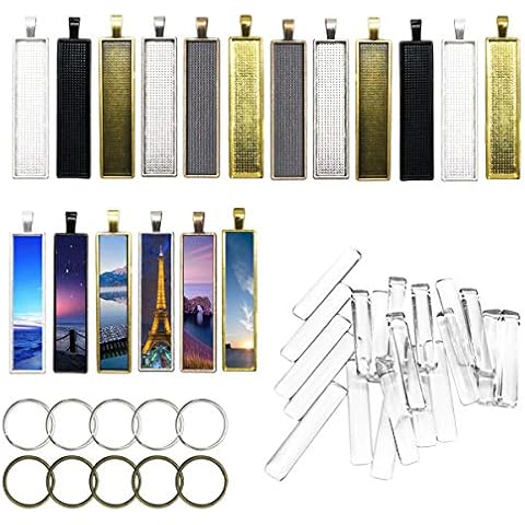 Allazone 18 Pz Rectángulo Bisel de Joyería Colgantes Cover