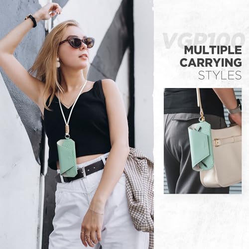 Image of VULKIT Portable Eye Glasses Case for Women & Men, Slim Sunglass Case, Unisex Eyeglass Case, with Adjustable Neck Lanyard