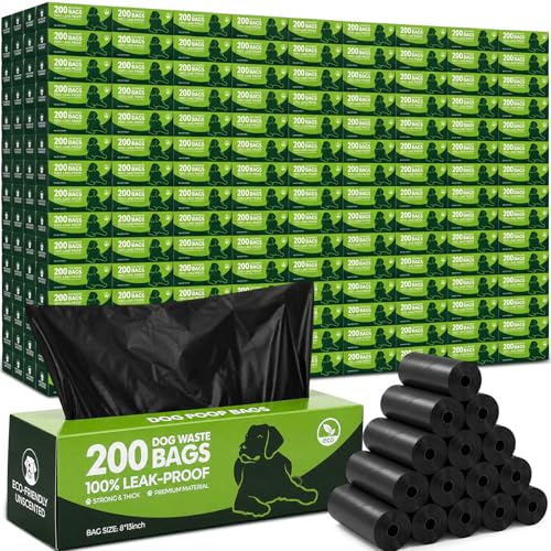 Image of Sherr 75 Rolls 15000 Count Dog Waste Bags Dog Trash Bags Leak Proof Pet Doggie Poop Roll Waste Thick Plastic Bag for Home Park Outdoor Travel Pet Supplies (Black)