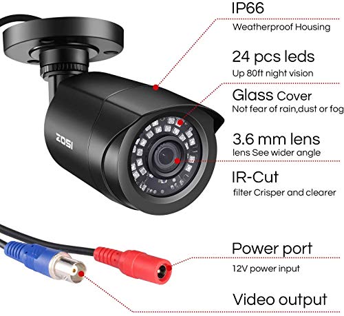 Zosi 4 Pack 1080P 2.0Mp Outdoor Indoor 3.6Mm 24Pcs Infrared Ir Lens Day Night Cctv Ir Cut Surveillance Security Camera Compatible For Tvi Dvr (Renewed) #TOP1