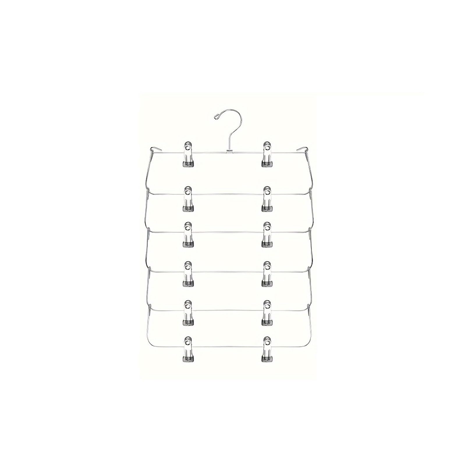 Space-Saving 6-Tier Pants Hanger With Clips Black(Black)