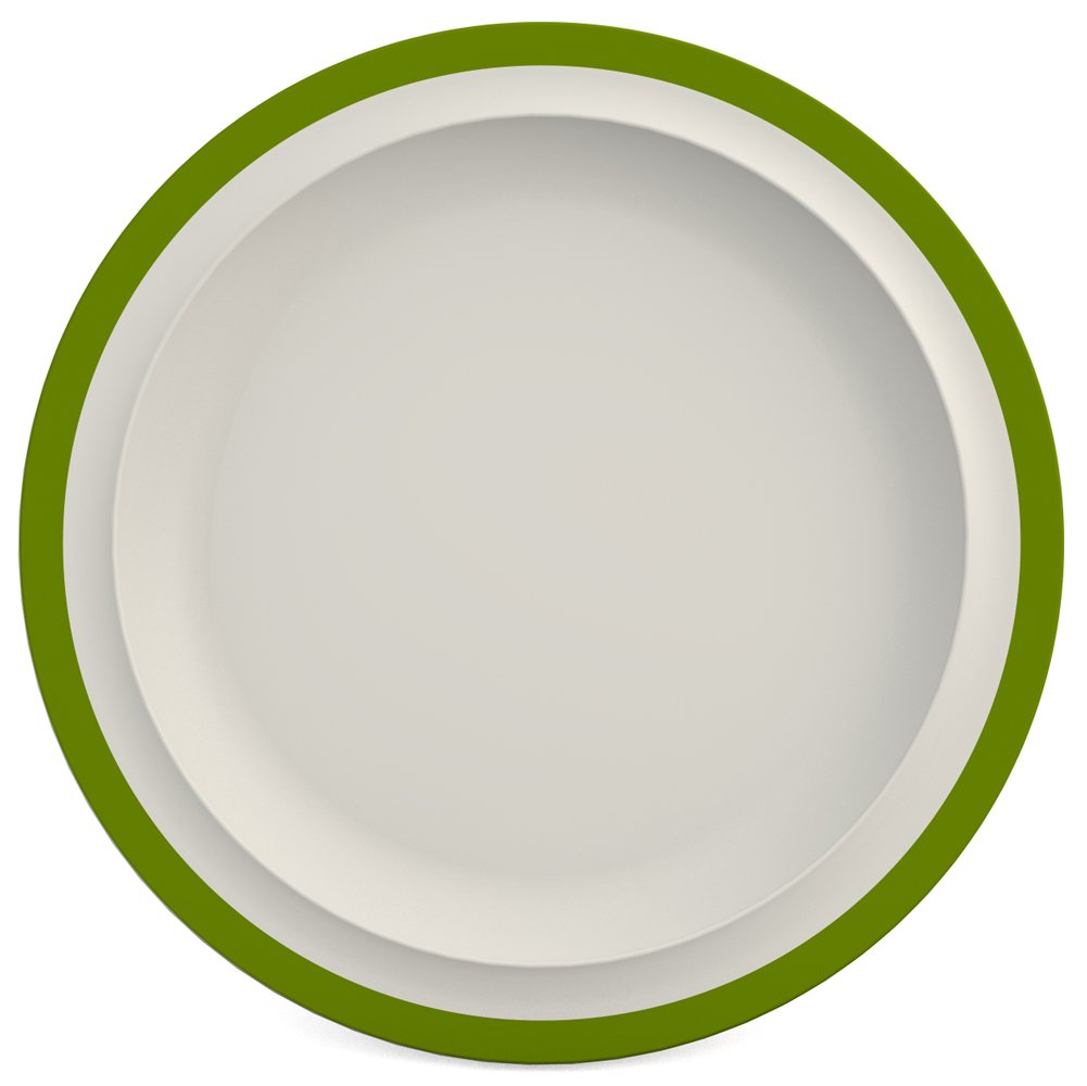 Ornamin Plate Flat Ø 22 cm Rim Green Melamine (Model 503) / dining plate, breakfast plate, camping plate