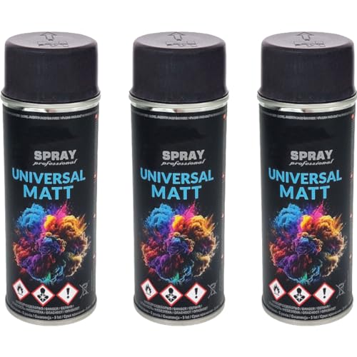 VE-INDUSTRIES RAL Lackspray MATT | 3er Sparpack | 400ml Dose | Sprühlack | Dekolack | DIY | freie Farbwahl (RAL 7016 - matt)