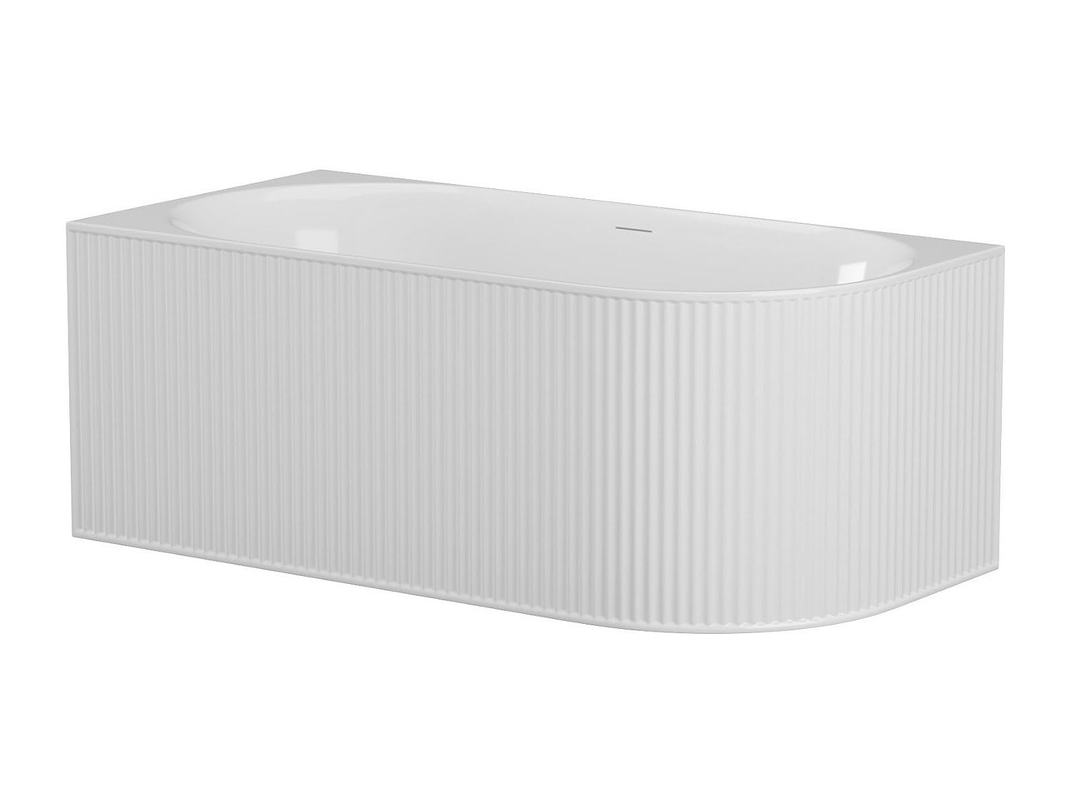 Vente-unique - Baignoire d'angle striée - 170 x 80 x 60 cm - Acrylique - Blanc mat - Angle gauche - 290 L - BARBORI