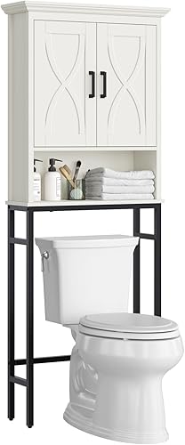Baztin Almacenamiento sobre el inodoro, armario de almacenamiento sobre el inodoro, organización de baño con doble puerta sobre el inodoro, armario